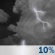 Tuesday Night: A 10 percent chance of showers and thunderstorms before 8pm.  Partly cloudy, with a low around 73. Northwest wind 6 to 8 mph becoming northeast after midnight. 