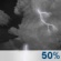 Wednesday Night: A chance of showers and thunderstorms, then showers likely and possibly a thunderstorm after 2am.  Mostly cloudy, with a low around 76. Southeast wind 5 to 7 mph.  Chance of precipitation is 60%.