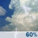 Thursday: Showers and thunderstorms likely, mainly after 2pm.  Partly sunny, with a high near 86. East wind 7 to 10 mph becoming south in the afternoon.  Chance of precipitation is 60%.